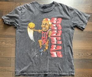 Dennis Rodman Caricature Graphic Tee Rodman Apparel Black Wash Size XL Great